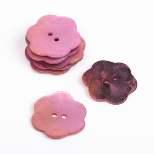 Knöpfe Perlmutt Blume kräftig rosa