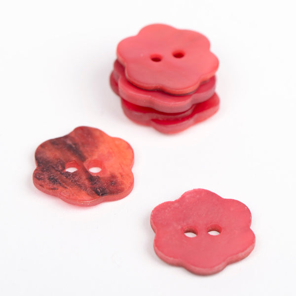 Knöpfe Perlmutt Blume rot